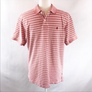 Mens Izod Red and White Striped Polo Shirt